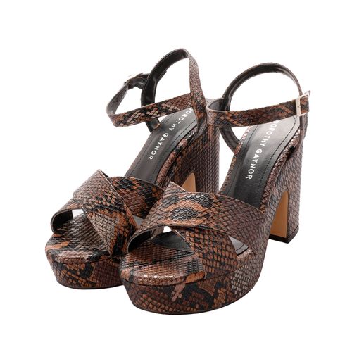 Sandalias Dorothy color café snake con doble plataforma D03590072558