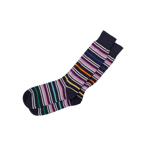 Calcetines color azul marino con rayas multicolor D06880077523