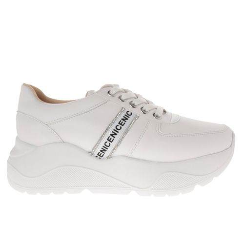 Tenis Abigail color blanco con detalle de listón y pedrería D09980756620