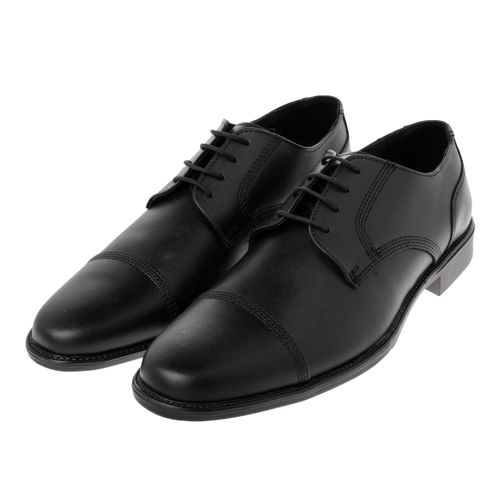 Zapatos color negro con agujetas y detalle de costuras D12260014501