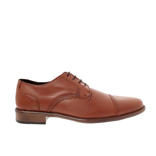 Zapatos color cognac con agujetas y detalle de costuras D12260014554