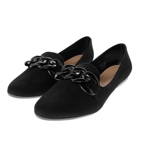 Balerina Miley color negro con detalle de cadena y textura ante D12970240501