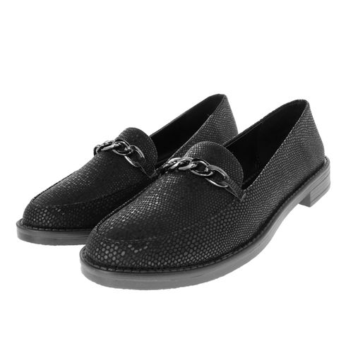 Mocasín Frida color negro con textura snake D12970223501